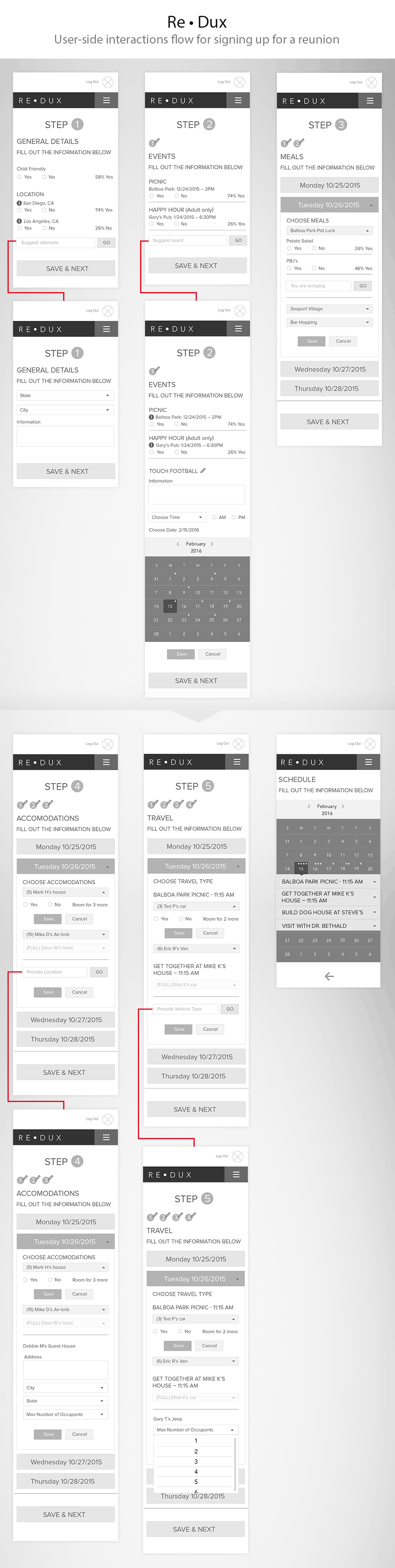 Re•Dux Wireframes