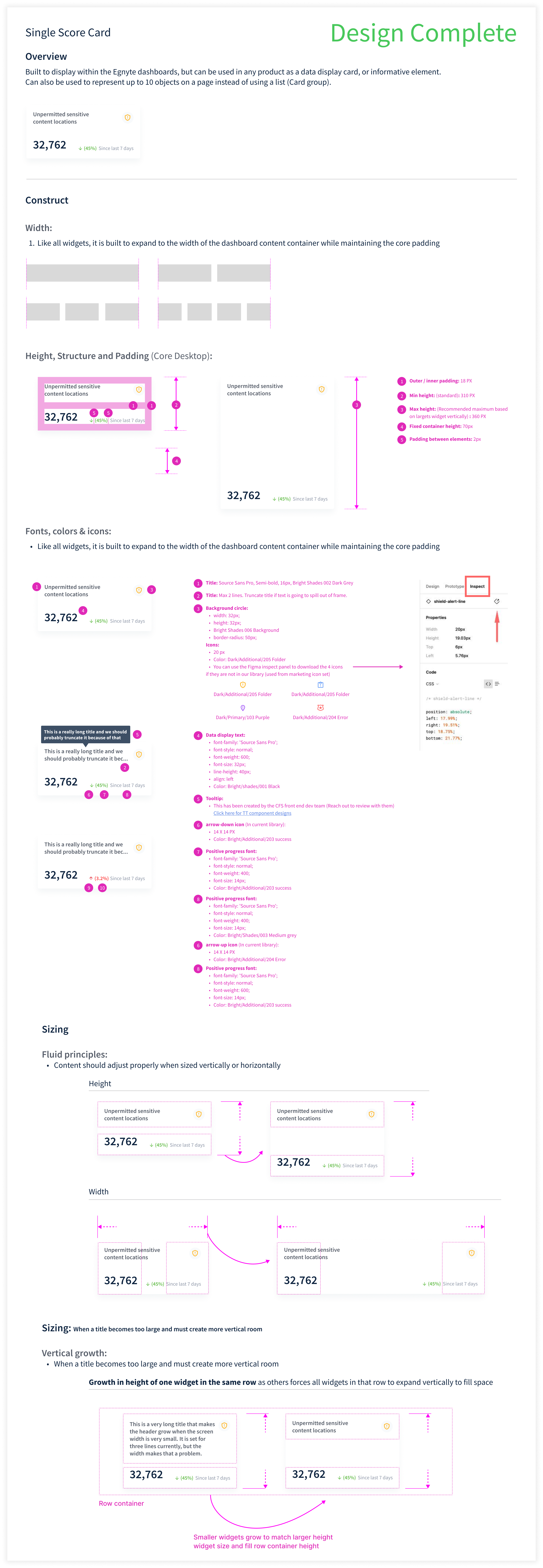 Single score component dev spec — every state, every token, hover, focus, empty, and error all annotated for engineering.