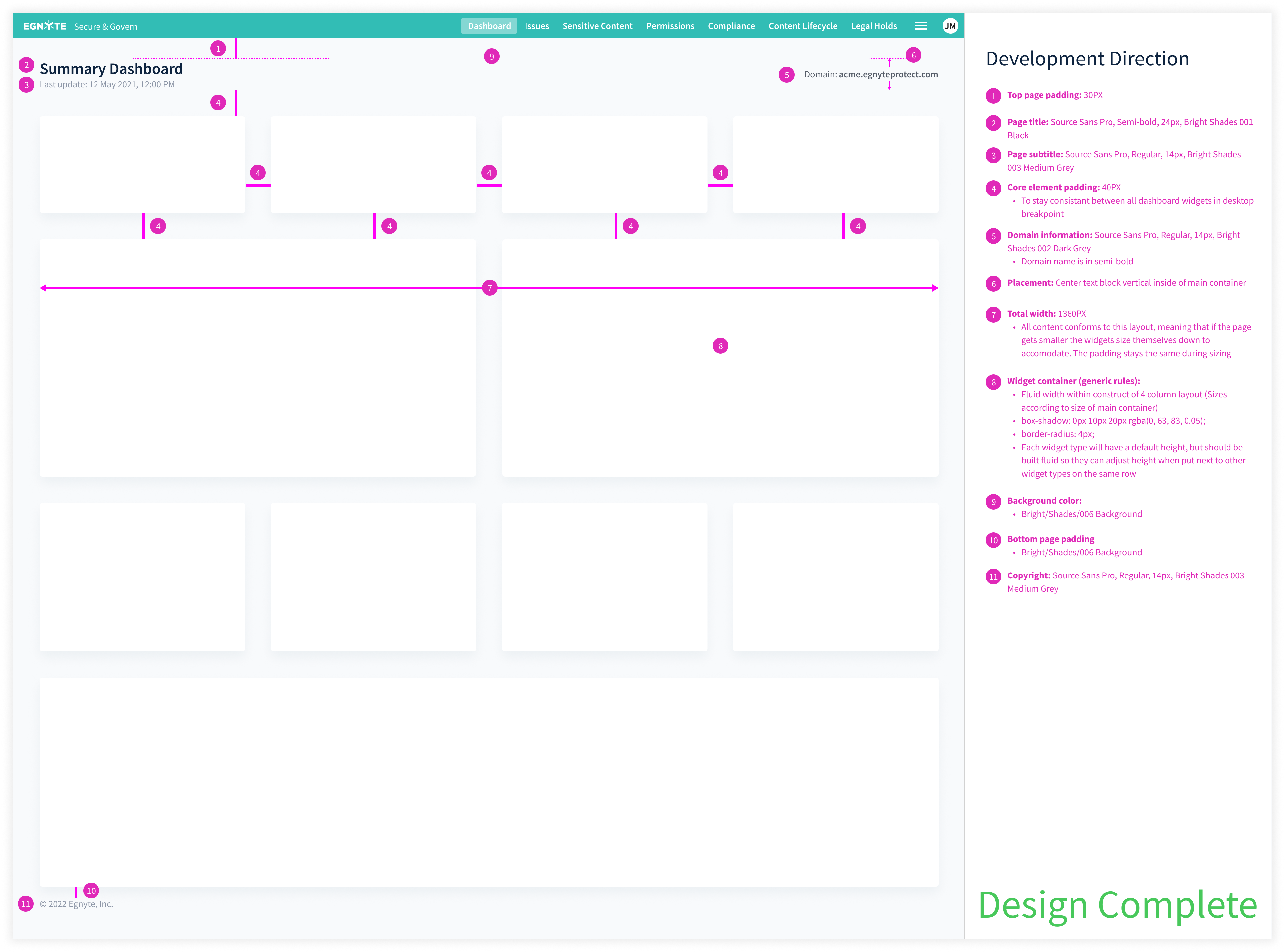 General framework layout — the underlying responsive grid every dashboard widget snaps into.